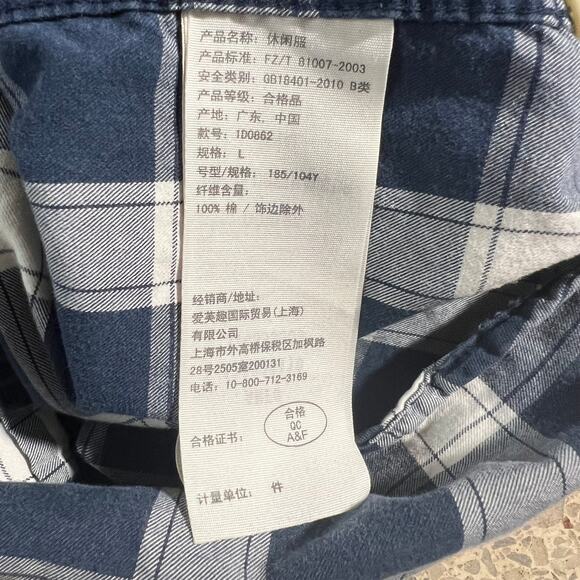 Abercrombie & Fitch Muscle Button Down Long Sleeve Navy White, Size L - Picture 9 of 11